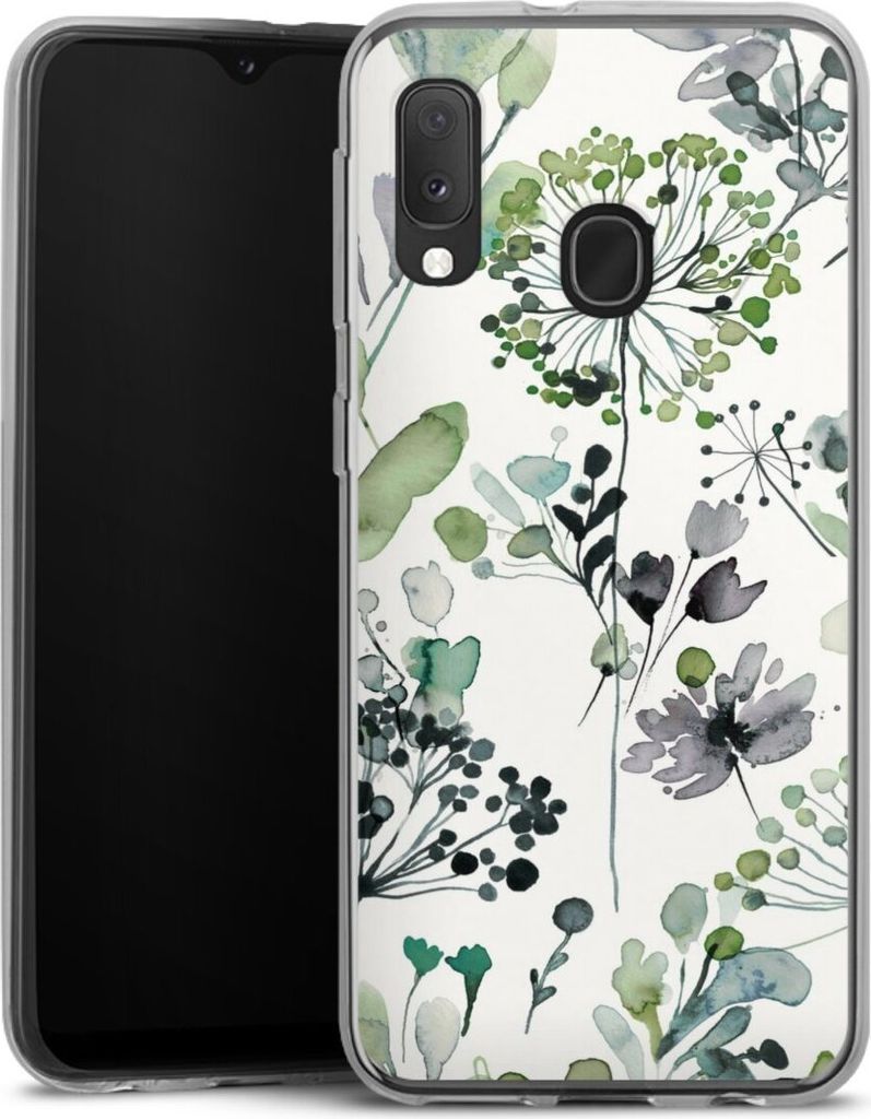 DeinDesign Handyhülle für Samsung Galaxy A20e Silikon Hülle Case Smartphone Schutzhülle Blumen Wasserfarbe Eukalyptus