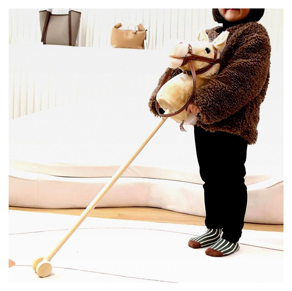 Steckenpferd-Spielzeug – Holzstab, 100 cm, Plüschtier, galoppierendes Wiehergeräusch, Cowboy-Musik, Cartoon-Spielzeit, Vorschulgeschenk