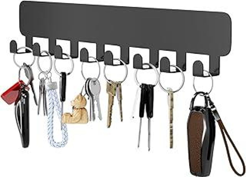 pickpiff Selbstklebender Schlüsselhaken zur Wandmontage, Schlüsselhalter ohne Bohren, Schwarz, 1 Stück