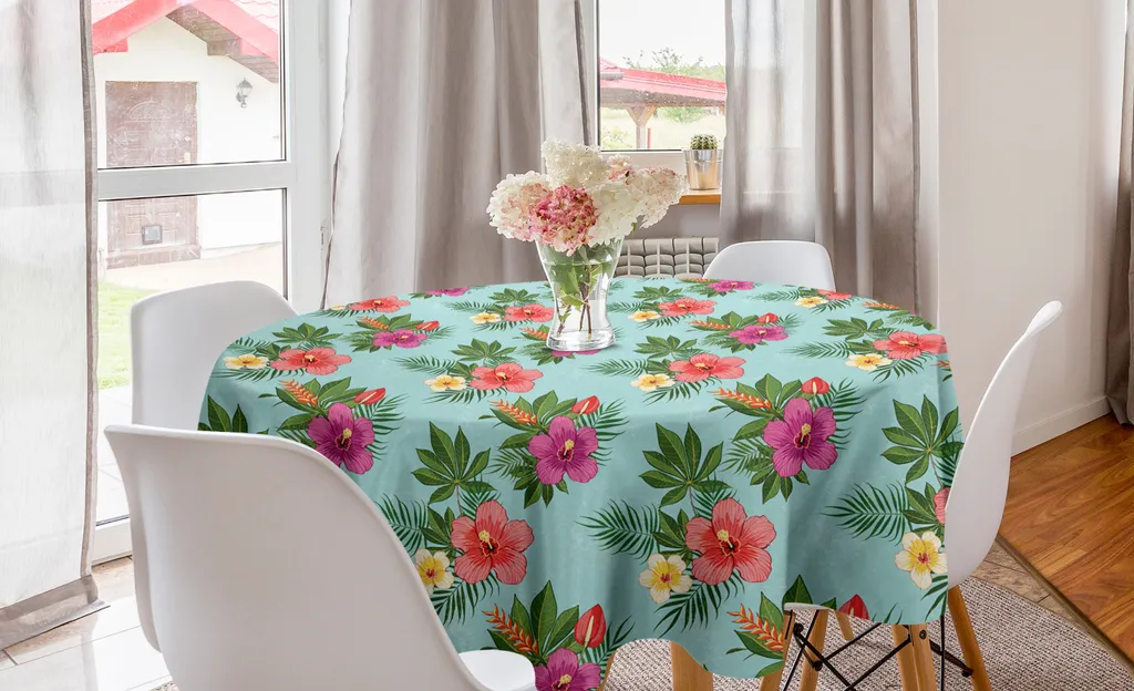 ABAKUHAUS Tovaglia Circolare 150cm Grigio Rosa Malva a Quadri