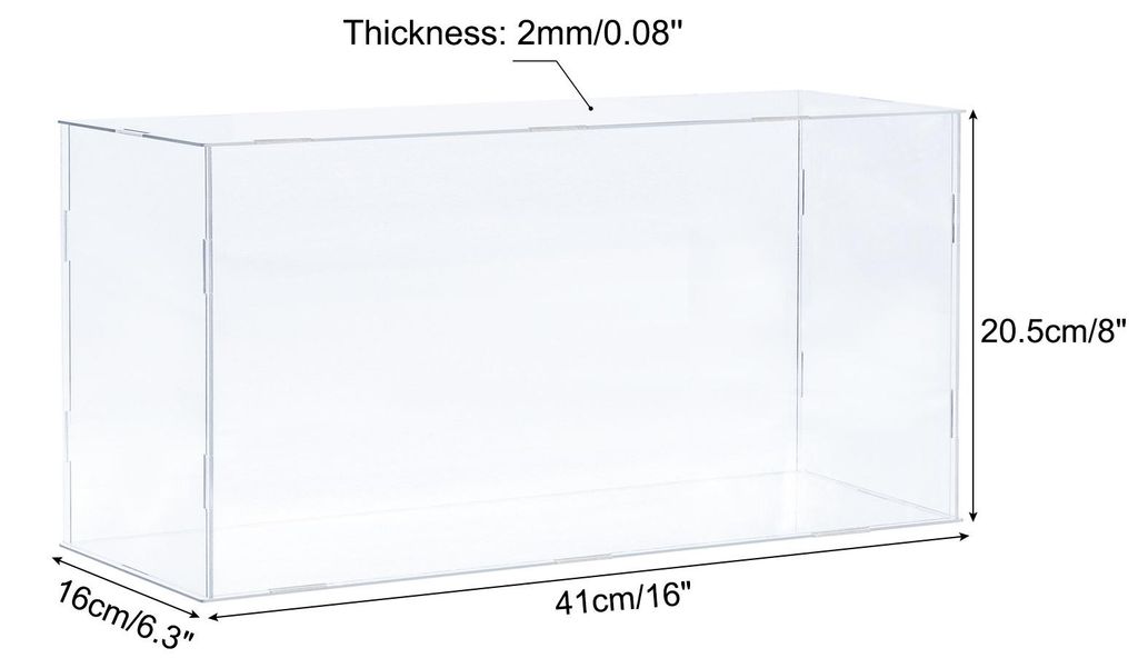 Display Kunststoff Box Aufbewahrungsbox Acryl Transparent Versammeln Staubdicht 41x16x20.5cm fš¹r Sammlerstš¹cke