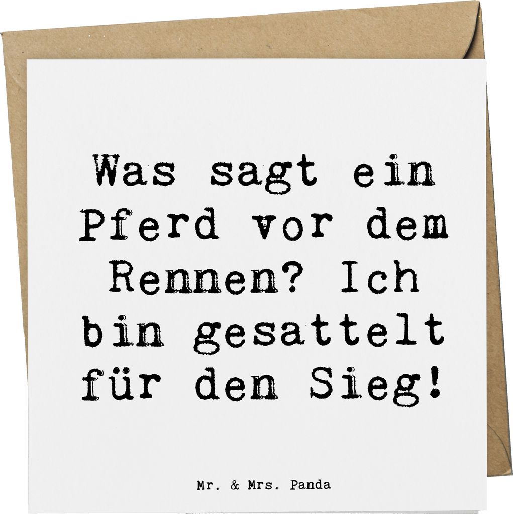 Mr. & Mrs. Panda Deluxe Karte Spruch Pferderennen Erfolg - Weiß - Geschenk, anlasskarte, Rennen, Humor, doppelkarte, Teamsport, Sportler Geschenke...