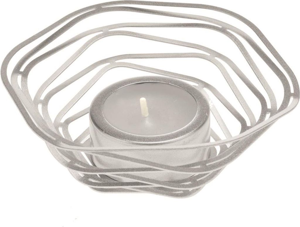 GLOREX Teelichthalter Alu Flex 9.5 cm Kerzenhalter Tischdeko Aluminium Matt-Silber