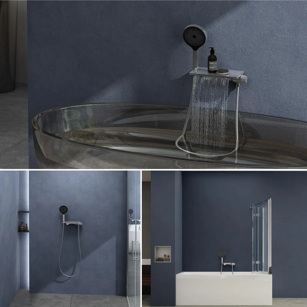 Colonne de Douche avec Robinet Cascade Baignoire et Douchette 4 Jets - 4