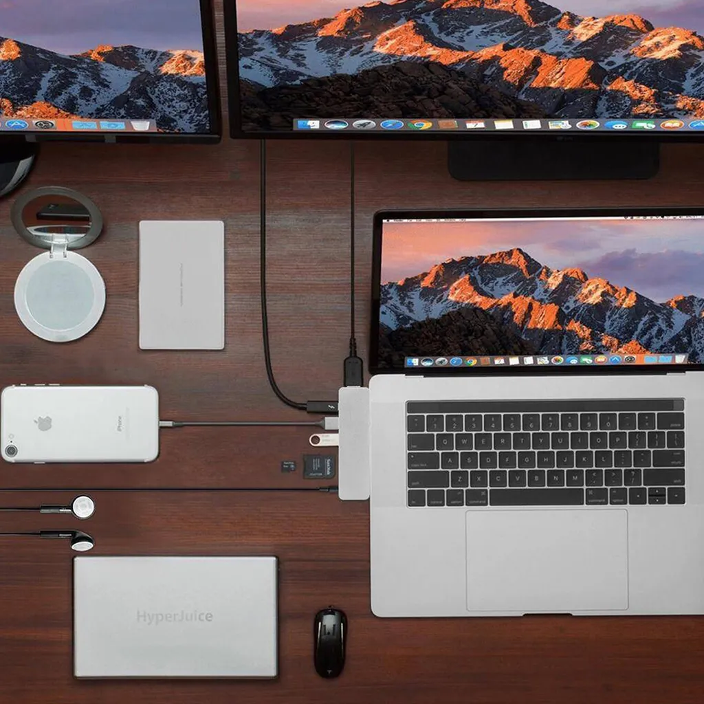 HYPER GN21D-SILVER Docking Station Laptop Argento - Hub 7-in-1 USB-C - 2