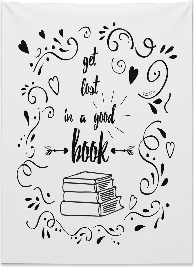 Abakuhaus Buch Wandteppich, Verliere dich in einem guten Buch aus Weiches Mikrofaser Stoff Kein Verblassen Klare Farben Waschbar, 110 x 150 cm, Wei...