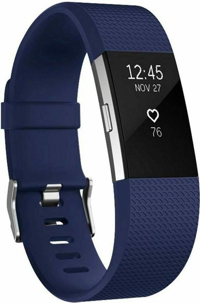 Silikon-Smartwatch-Armband – Passend für Fitbit Charge 2 – Dunkelblau – Strap-it Uhrenarmband/Armband – Größe: L