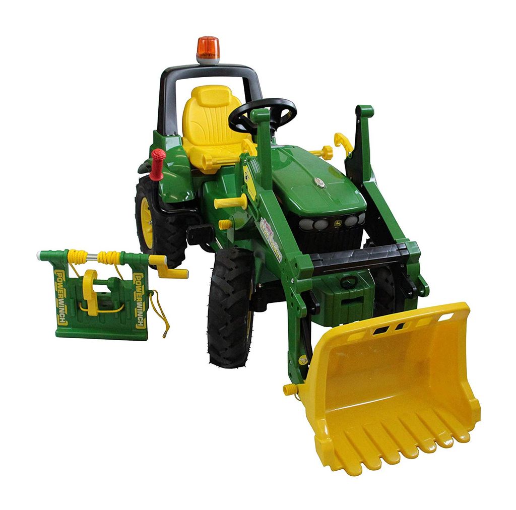 Grün Rolly Toys RollyJunior John Deere Traktor mit Frontlader und Heckbagger 