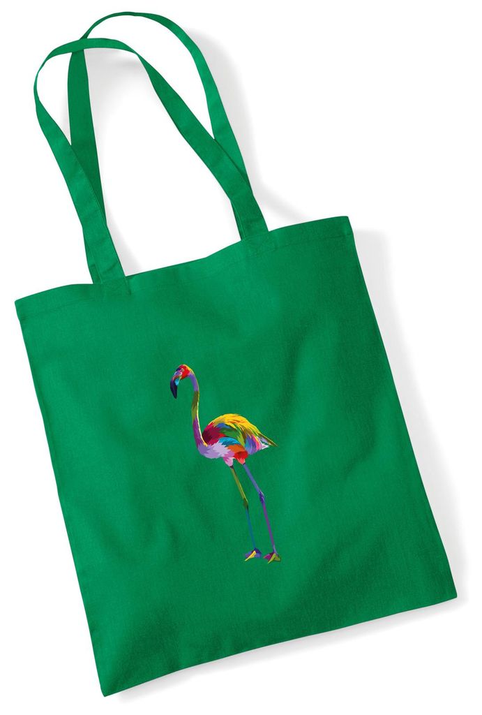Huuraa Jutebeutel Flamingo Colorful 10 Liter Kelly Green Baumwolle Tasche Geschenkidee