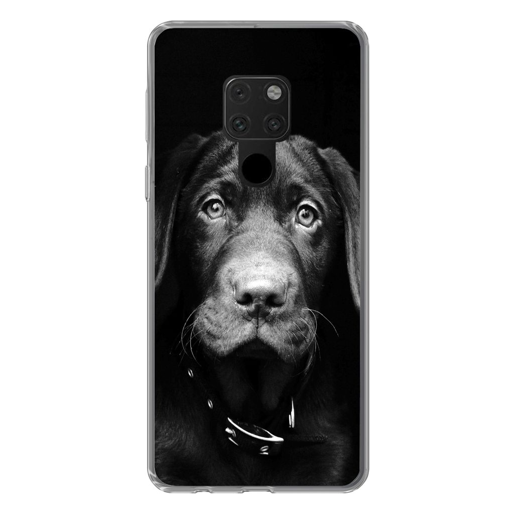 MuchoWow Handyhülle Schutzhülle Hülle für Huawei P40 Lite Hund - Leicht - Schwarz Silikon Softcase Handy Hülle - Handy