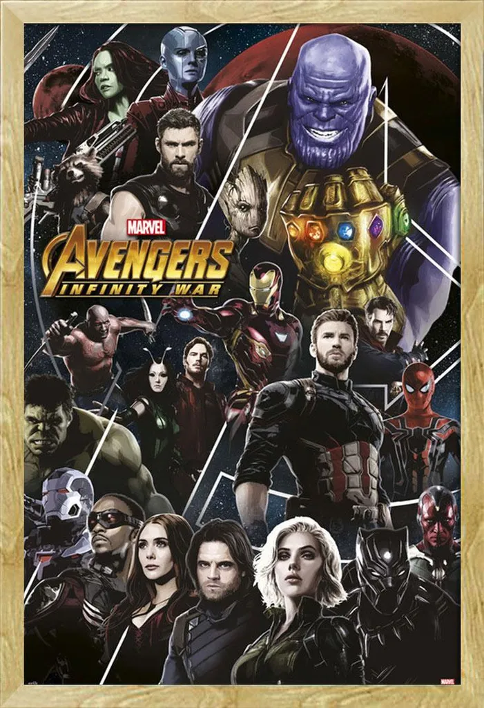 Cadre avec Affiche Avengers Infinity War Shinsuke en Bois Hêtre et Plexi