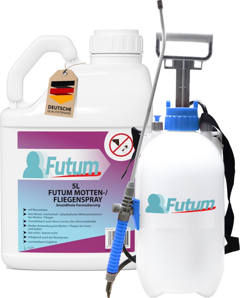 FUTUM 5L+5L Drucksprüher Motten Spray Motten Mittel gegen Motten Larven Bekämpfen Abwehr