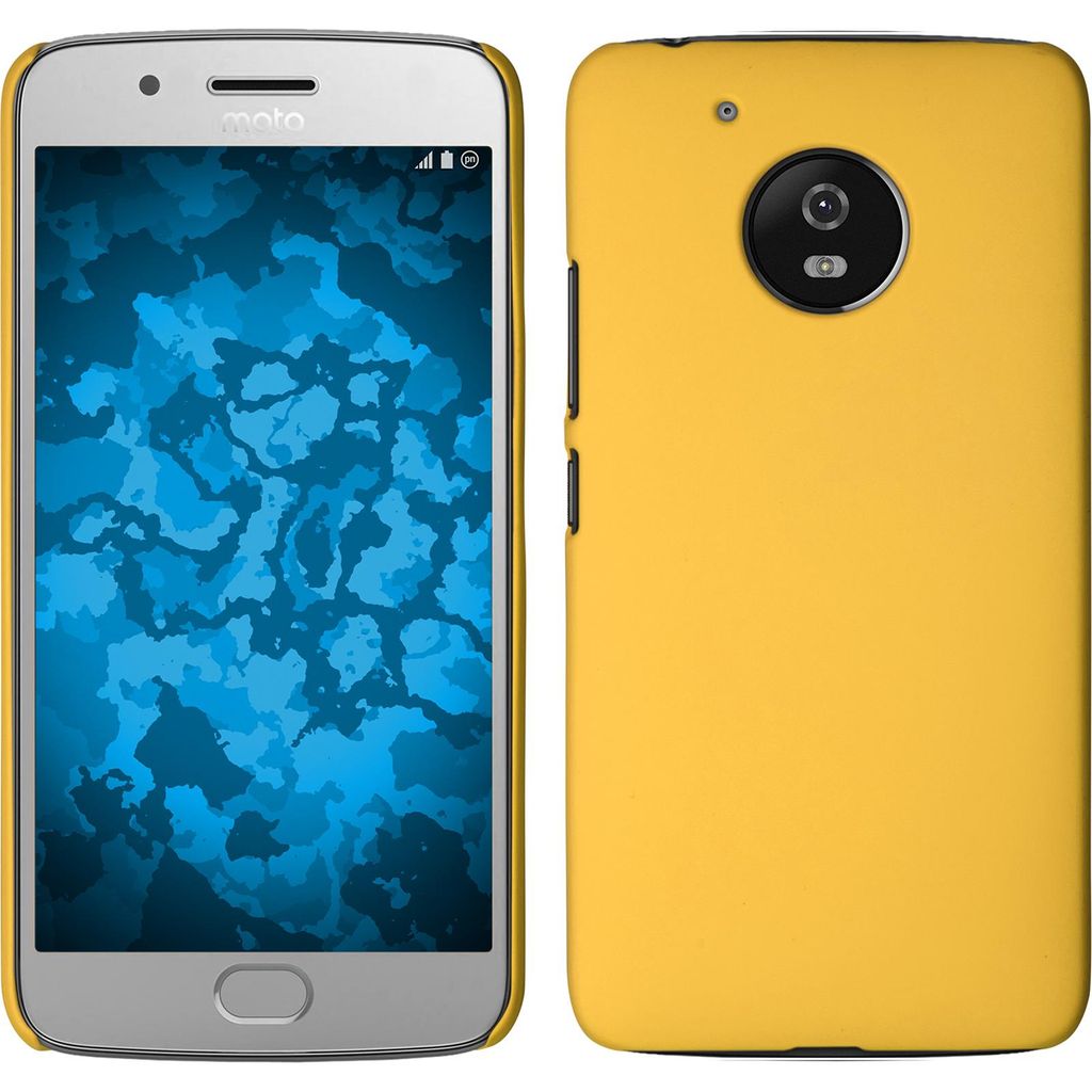 PhoneNatic Case kompatibel mit Lenovo Moto G5 - Hülle gelb gummiert Hard-case + 2 Schutzfolien