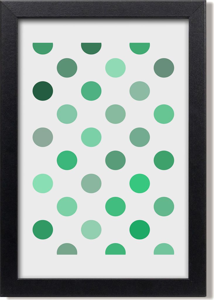 Bild 20x30 MDF-Rahmen, Wandkunst Grüne Punkte