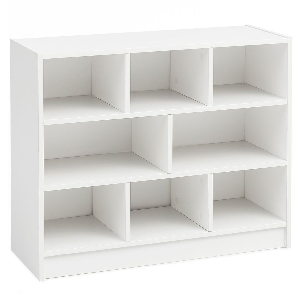 WOHNLING Bücherregal WL5.819 Weiß 80x68,5x29,5 cm Regal Standregal Modern Flurregal Schuhregal Schmal Dekoregal Holz Holzregal mit Fächern Ablag...