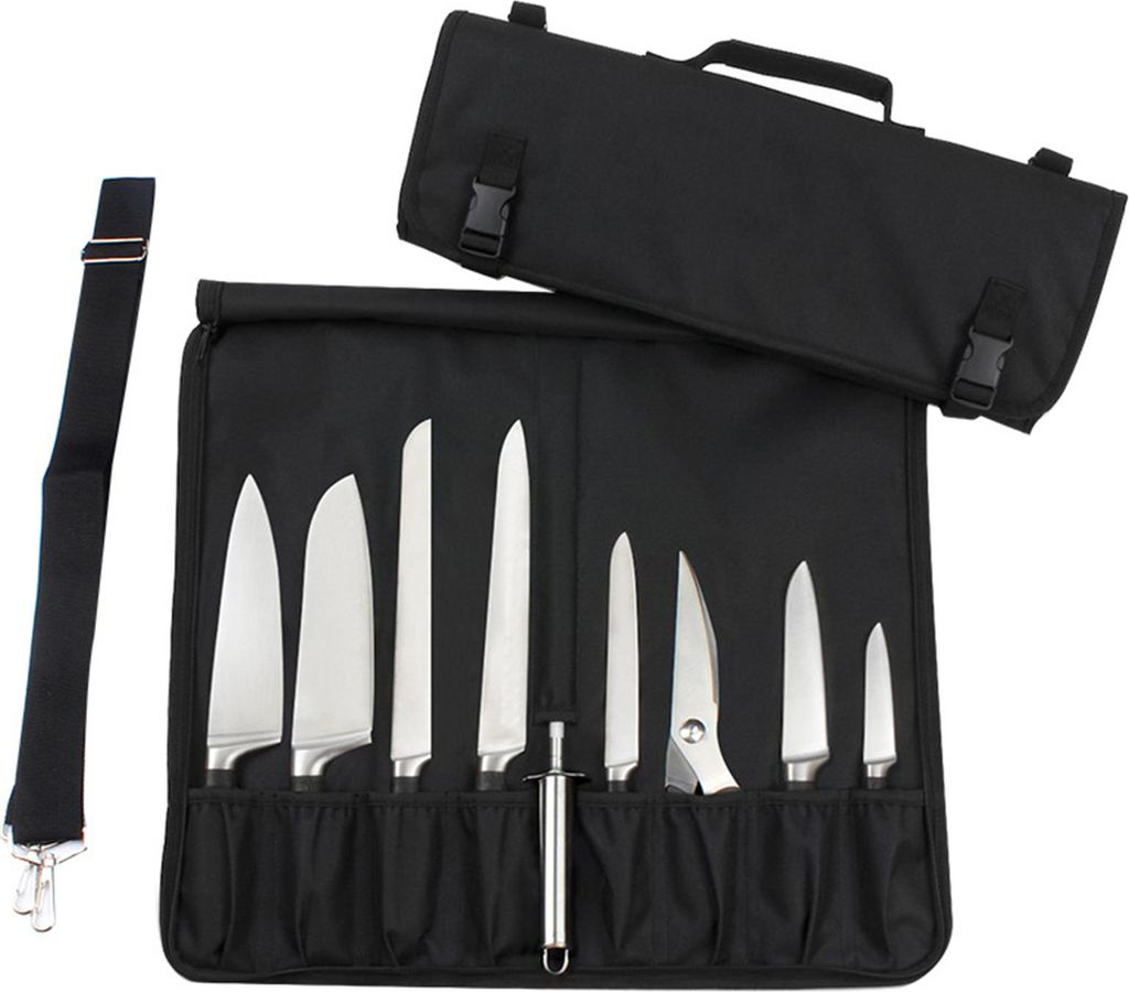 Messeretui, Rolltasche für Kochmesser mit robustem Schultergurt und Griff, tragbare Messertasche, Fleischerbeil-Messeretui