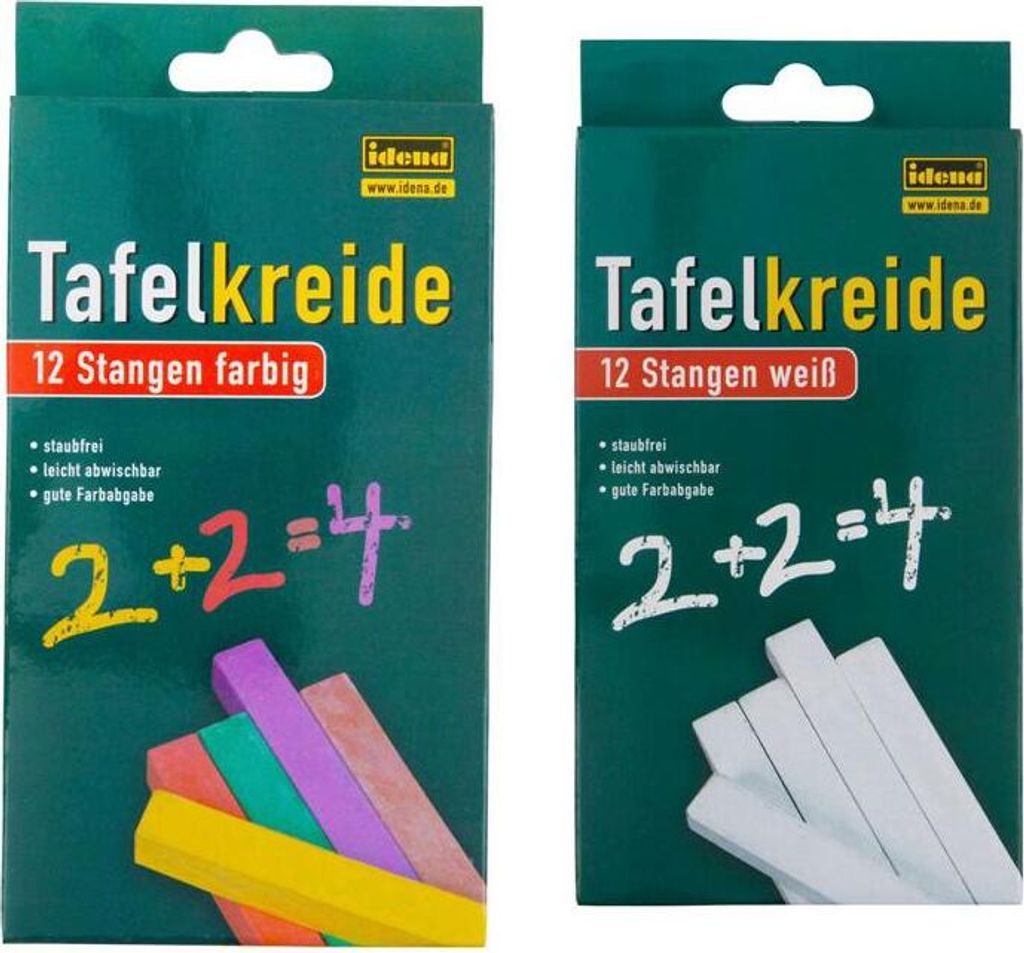 24 (2x 12) Stangen Tafelkreiden / quadratisch / 12 weiße Produktbild 