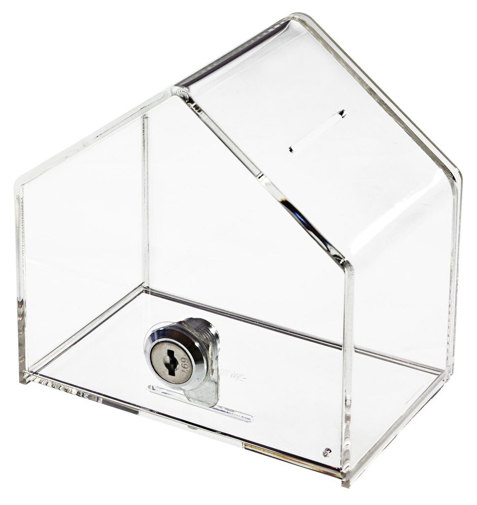 Spendenbox Haus Acryl, 13,8 x 9 x 12,5 cm, HMF 46911 Produktbild 