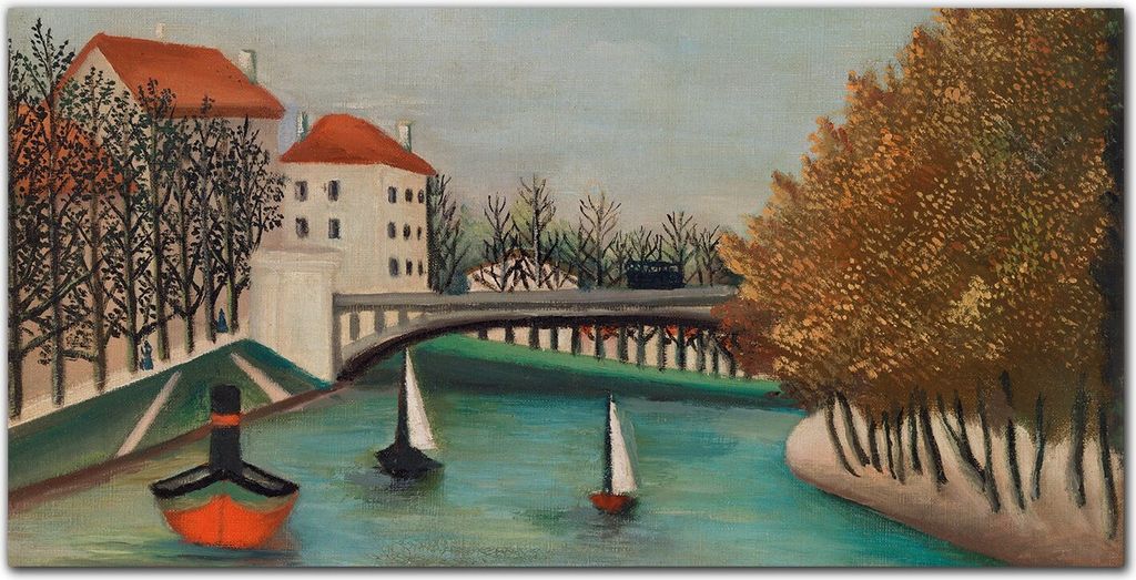 Coloray Bild aus Leinwand 100x50 Leinwand Dekoration - Stadt Baum Boote