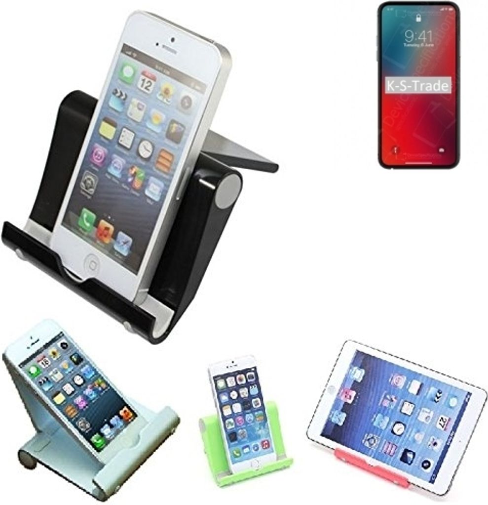 K-S-Trade Handy-Ständer kompatibel mit Apple iPhone 12 Pro faltbarer Tischständer Smartphone Tablet Halterung Reise