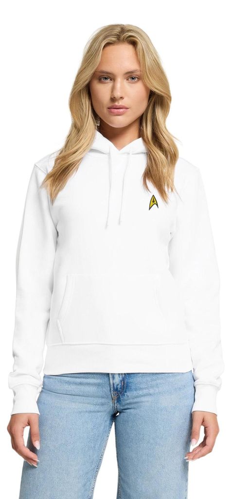 Spreadshirt Star Trek The Original Series Besatzung Logo Stick Damen Premium Hoodie, 3XL, Weiß