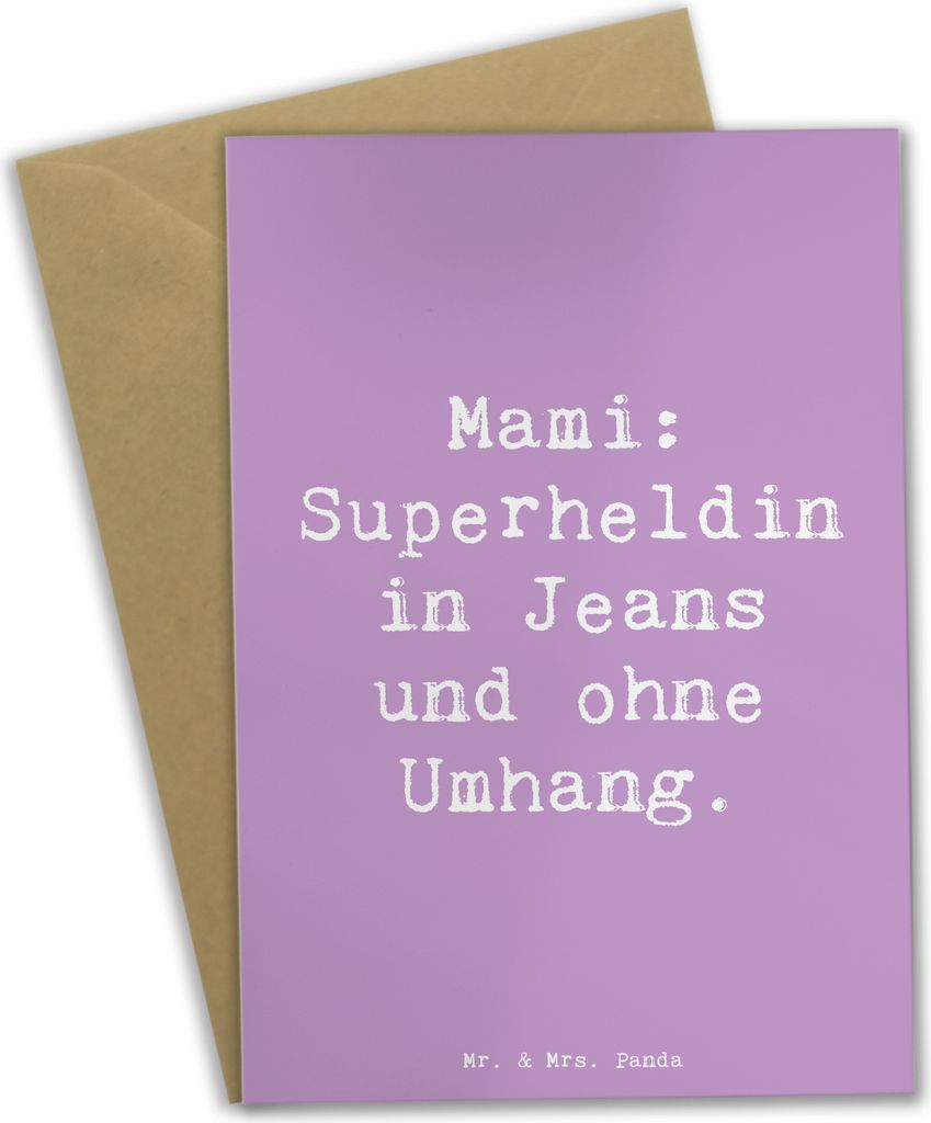 Mr. & Mrs. Panda neujahrskarte Spruch Mami Superheldin - Lavendeltraum - Geschenk, weihnachtskarten, Mom, Alltag, einladungskarten, Liebe, dankeska...