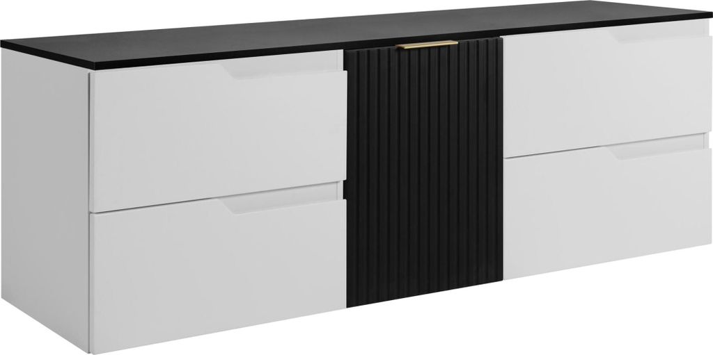 RODAN | Skříňka pod Umyvadlo - Bílá a Černá - 160 cm - S Obrázek produktu 