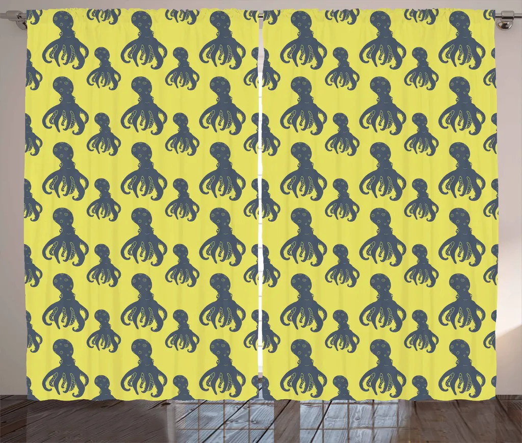 Tenda Soggiorno ABAKUHAUS Giallo Blu 280x175cm | Stile Astratto