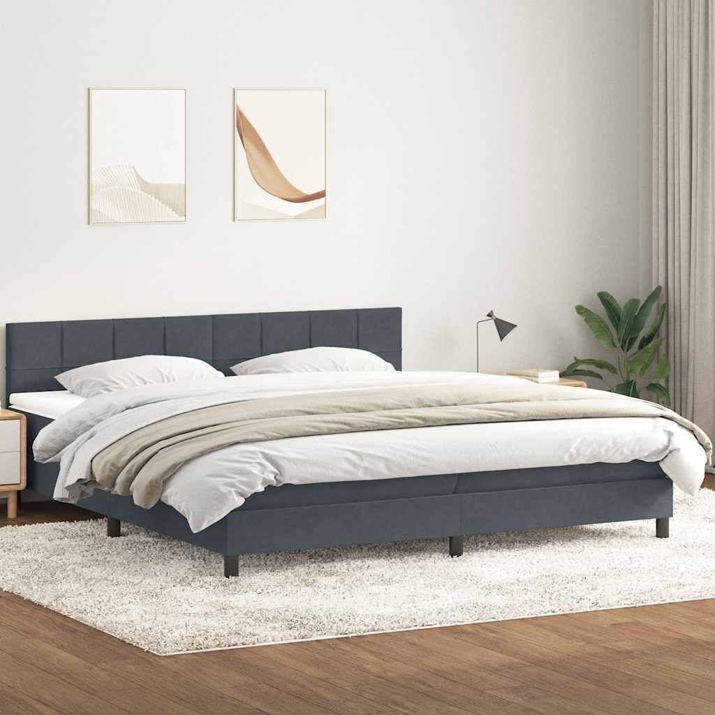 Maison Exclusive - Boxspringbett mit Matratze Dunkelgrau 180x210 cm Samt