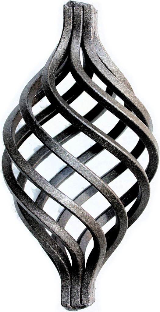 UHRIG Schmiedeeisen Zwirbel, Zierteil Vierkant Stahl, Korb Schnörkel für Geländer, Zaun uvm. Ø 75 mm, Höhe 160 mm