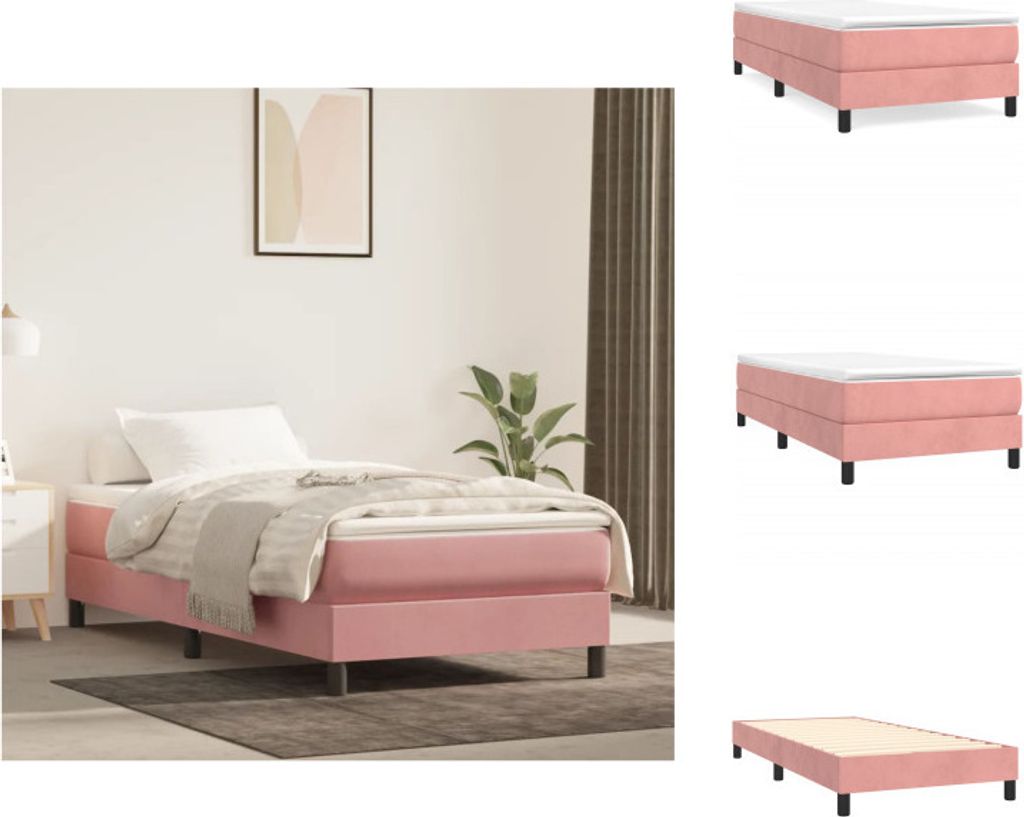 vidaXL Boxspringbett Rosa 90x200 cm Samt - Betten & Bettgestelle