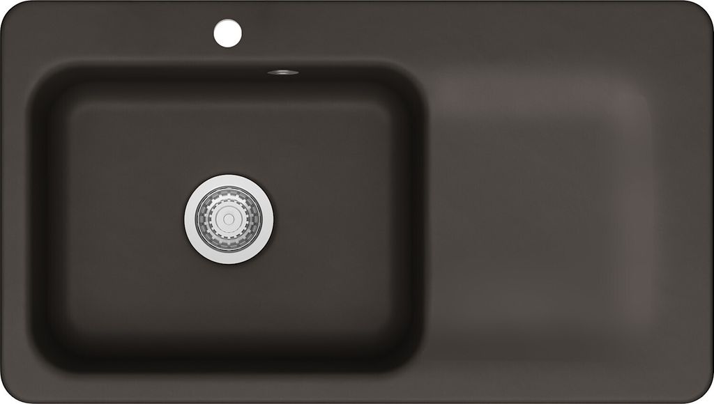 KeraDomo Spüle JUNA 90 in SIENA - Becken links mit Handbetätigung / Systemceram / Keramikspüle