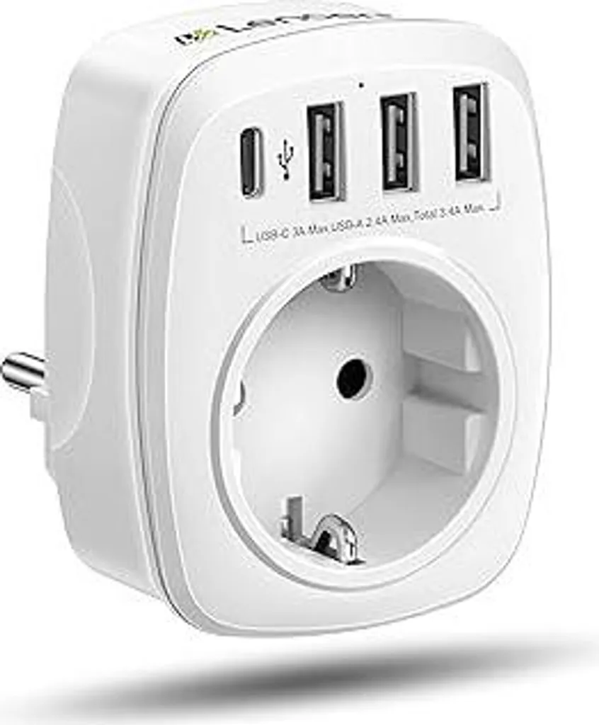 Presa Multipla LENCENT con Sicurezza Bambini | 5 in 1 USB & Type-C