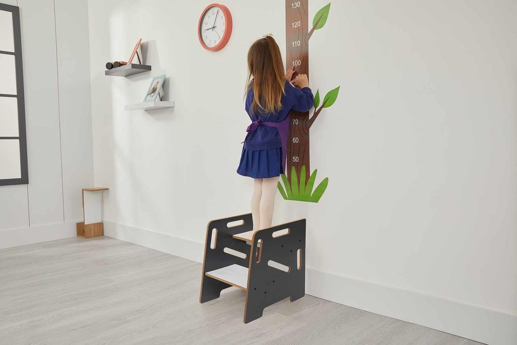 Skye Decor, Hochwertige Kindertrittleiter, Anthrazit & Weiß, 34 x 39 x 39 cm | 100% MDF, Stärke: 12 mm | Modernes Design, ideal für Kinderzimmer...