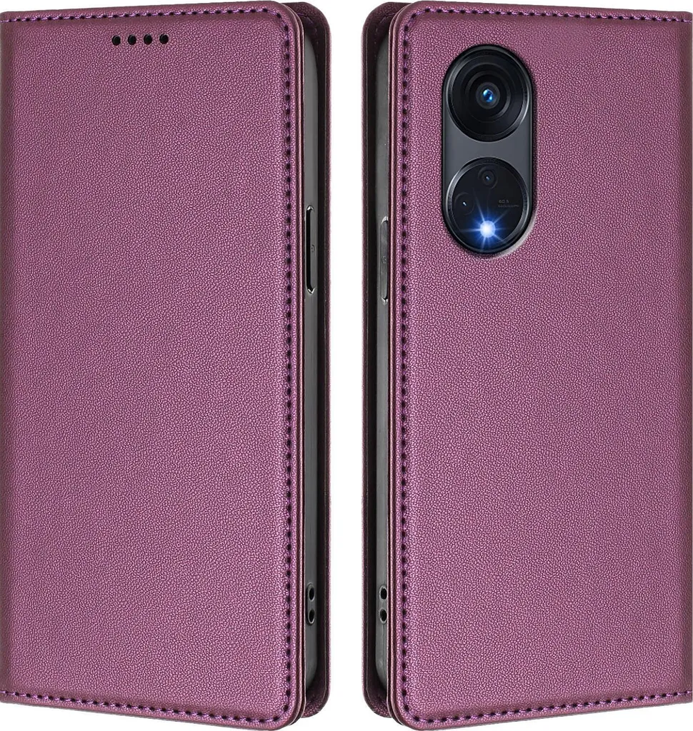 Custodia in pelle per Oppo Reno8 T 5G, custodia magnetica in Finto cuoio con supporto Viola