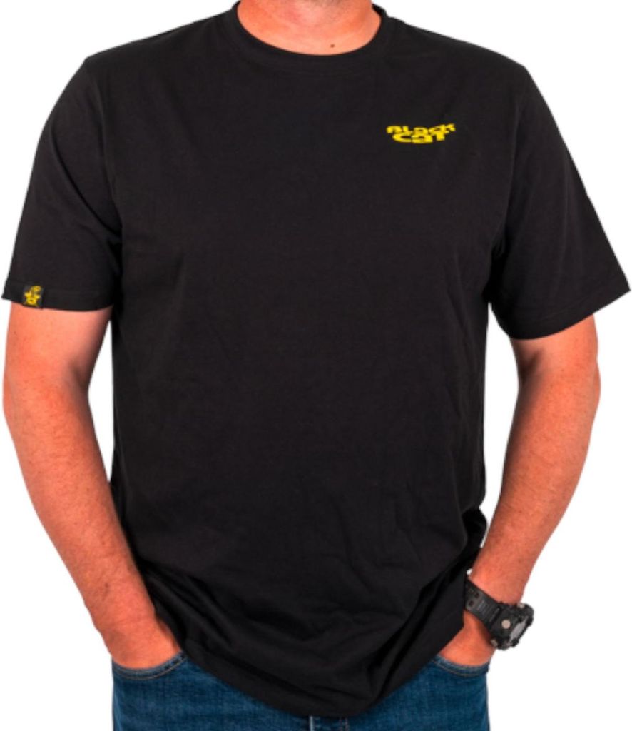 Black Cat Chase Dreams Schwarzes T-Shirt - Angelshirt, Größe:XXXL