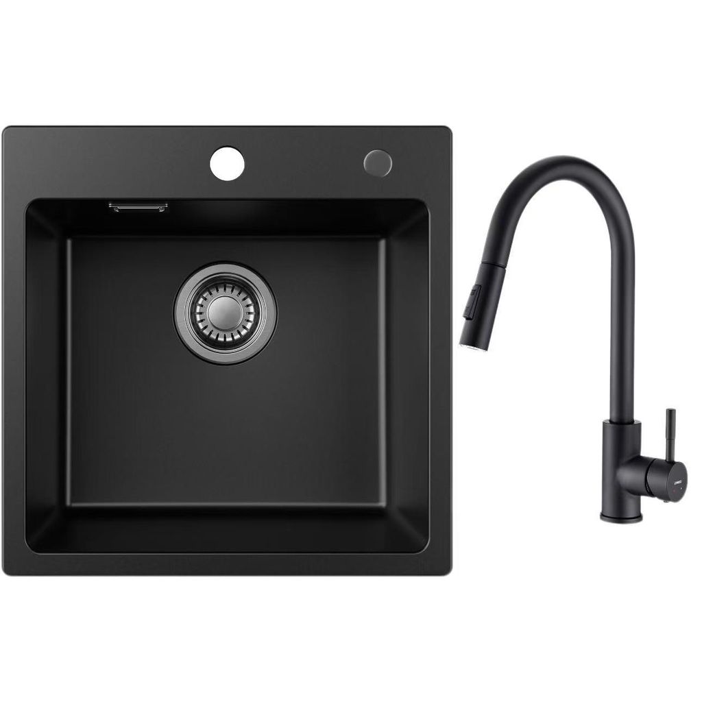 Cecipa MAX Spülbecken Schwarz Granit 45x45 cm Set, Produktbild 