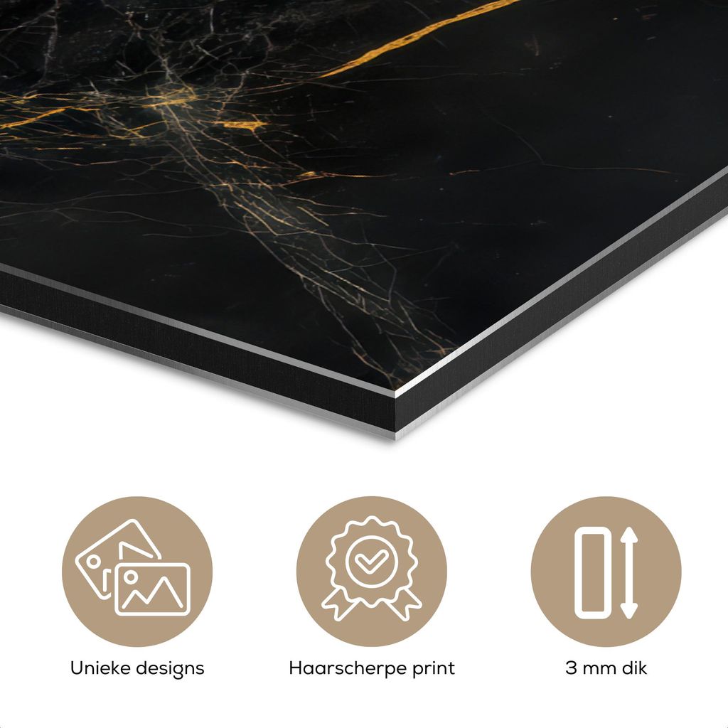 MuchoWow Wanddekoration Metall Metallbild Wandkunst 30x40 cm Weltkarte - Gold - Marmor MuchoWow Aluminium Gemälde - Bilder