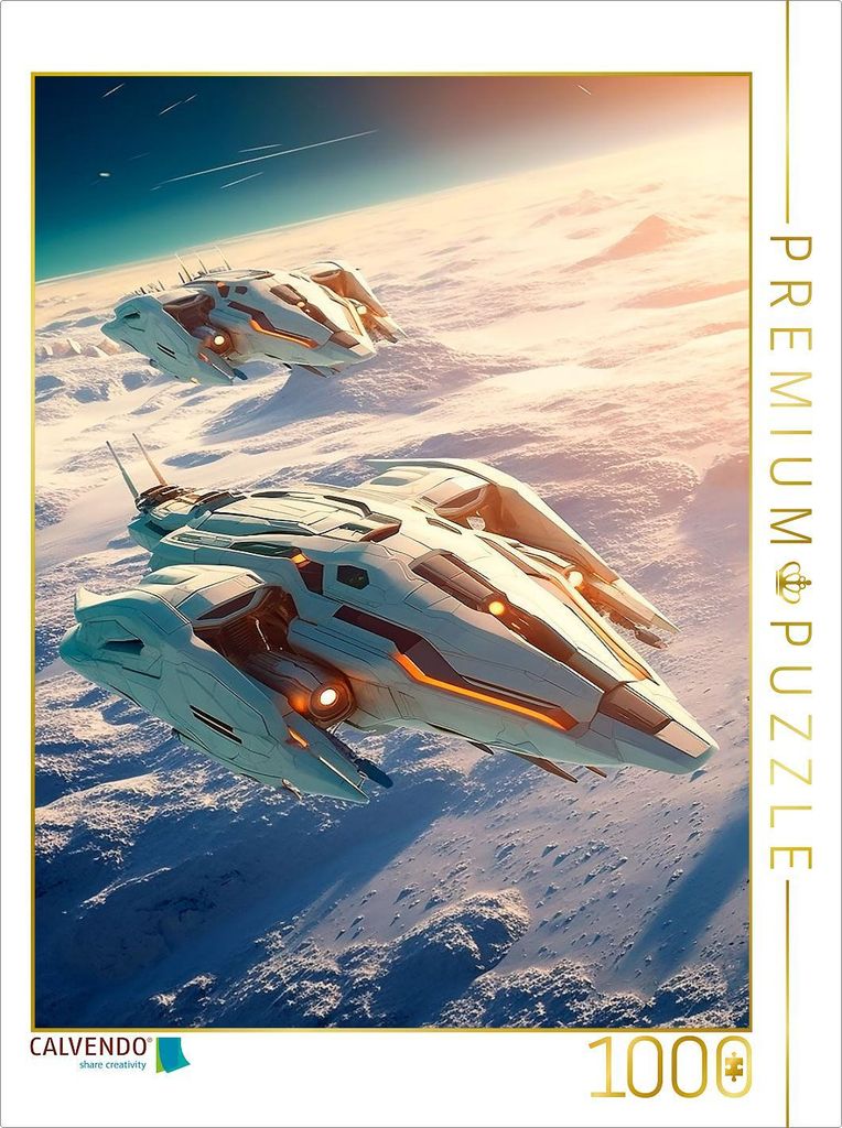 CALVENDO Puzzle Raumschiffe über den Wolken | 1000 Teile Lege-Größe 64x48cm Foto-Puzzle für glückliche Stunden