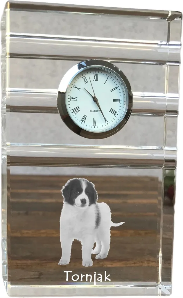 Pastore croato - orologio in vetro con foto, foto del cane in cristallo, orologio da tavolo personalizzato per l'ufficio del marchio Art-Dog