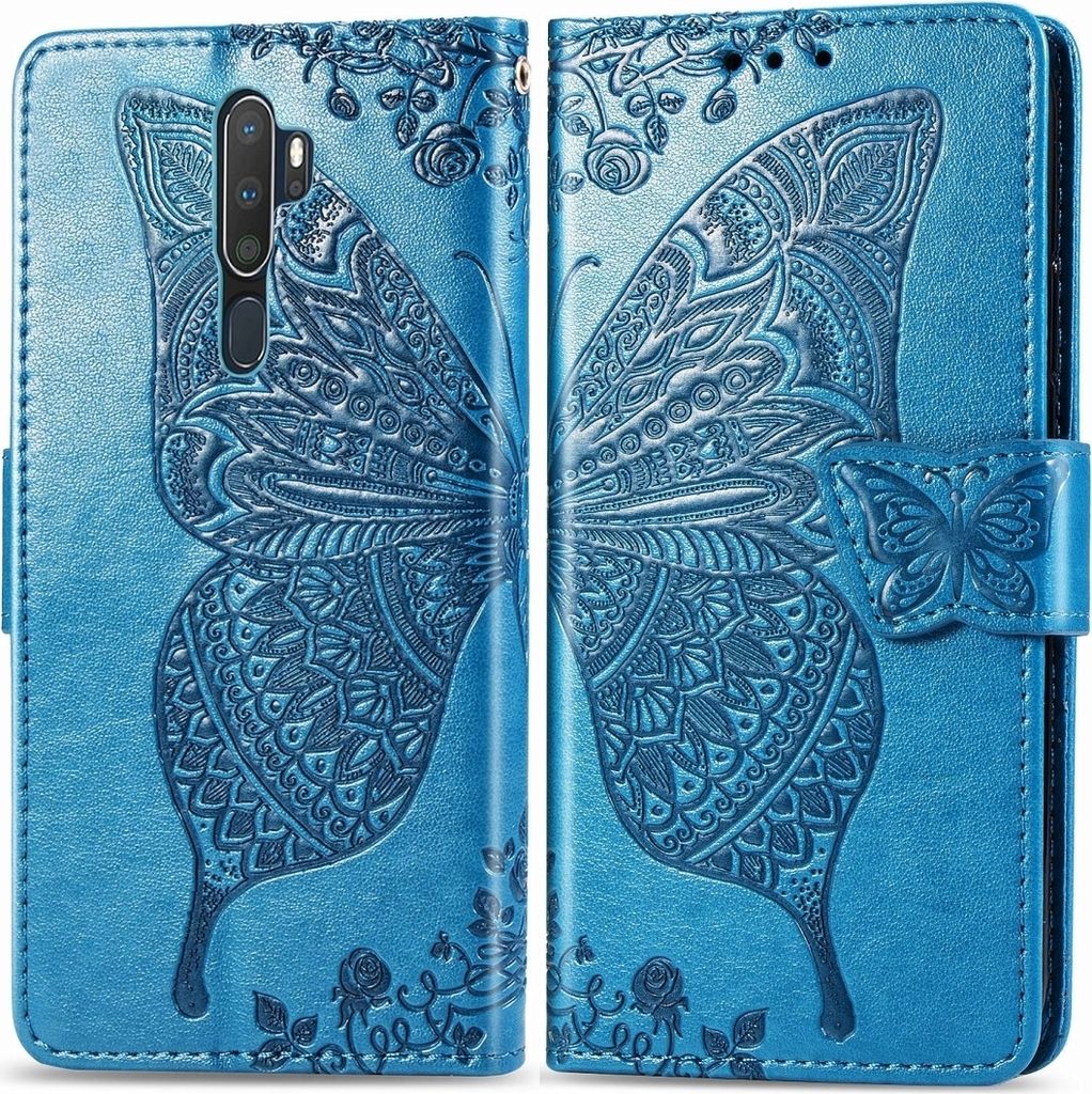 Mobigear Butterfly OPPO A5 (2020) Hülle Klapphülle Geldbörse - Blau
