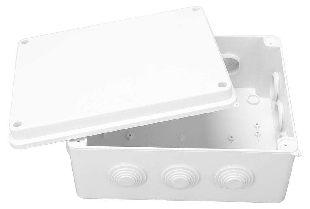 Abzweigdose für den Außenbereich, IP65, wasserdicht, regenfest, 255 x 200 x 120 mm, universelles elektrisches Gehäuse mit Gummistopfen