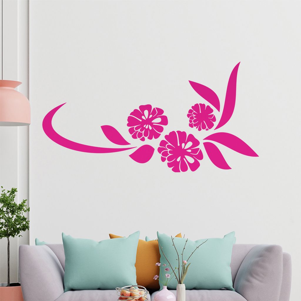 Blume - Linien Wandtattoo in 6 Größen - Wandaufkleber Wall Sticker - Dekoration, Küche, Wohnzimmer, Schlafzimmer, Badezimmer