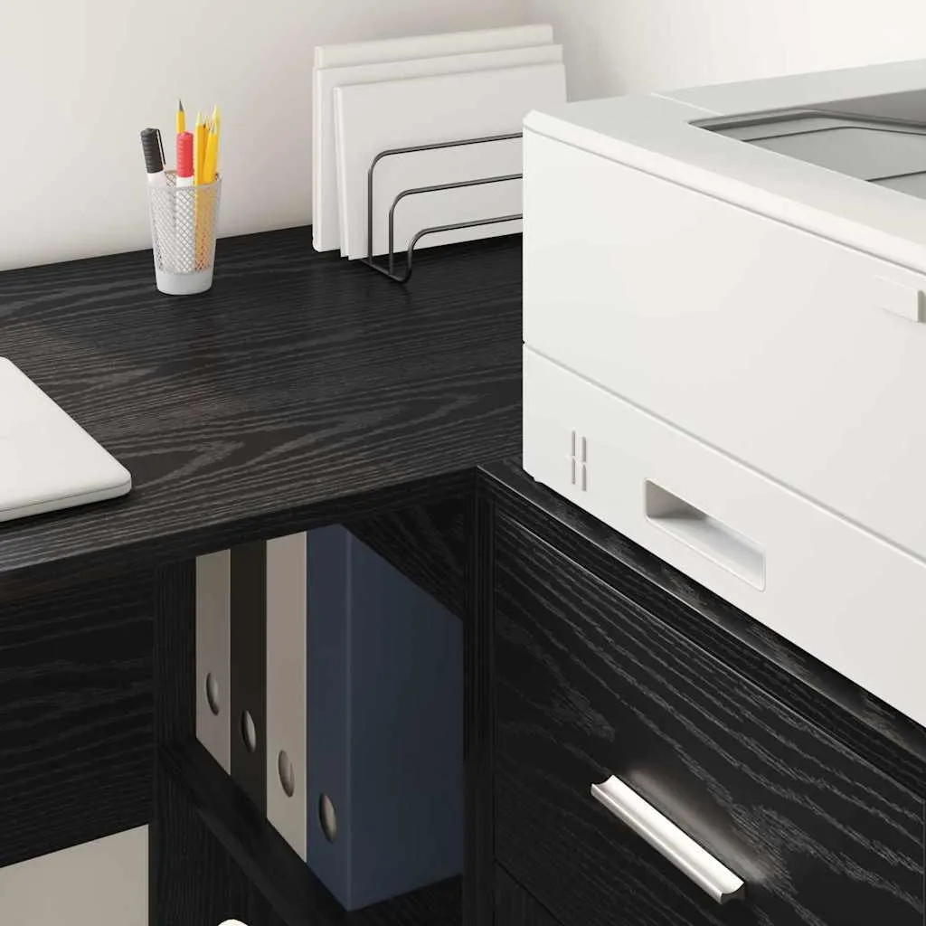 SYFAX™ Scrivania Rovere Nero 102 x 50 x 75 cm Legno multistrato - 4