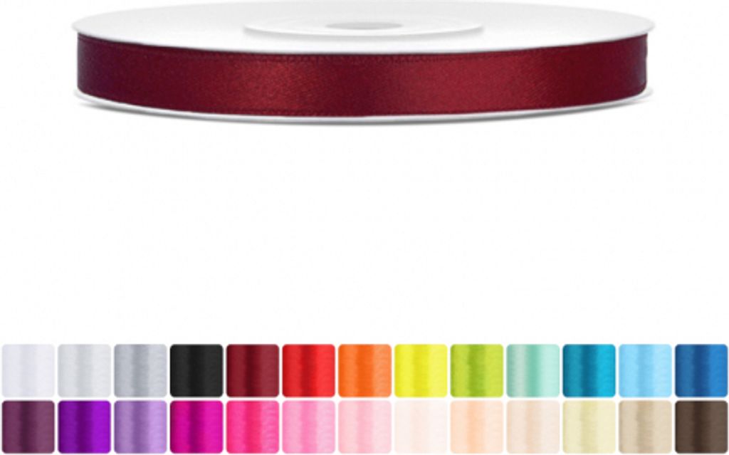 Satinband 6mm Bordeaux - 25 Meter Rolle Geschenk- & Schleifenband