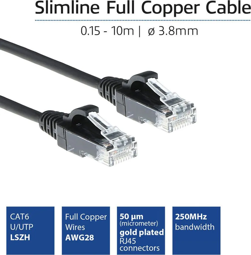 Câble patch CAT6 5m ACT pour armoire réseau compacte et datacenter noir - 2