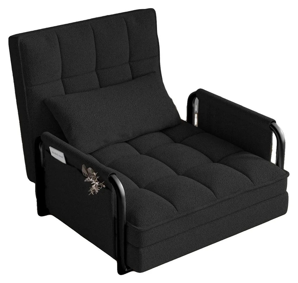 Chauffeuse une place convertible en lit d'appoint noir dossier ajustable