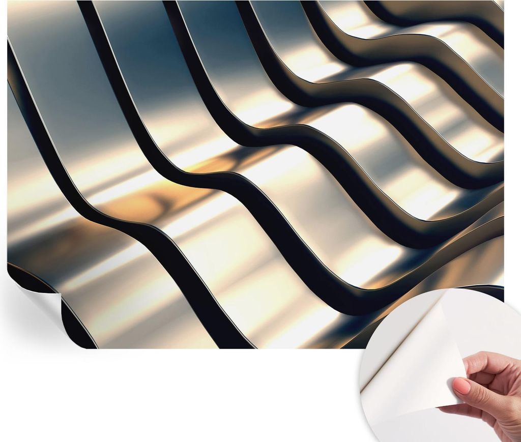 Selbstklebende Wandtapete - Dekorative Tapete für Wohnzimmer - Klebefolie für Wandbilder - Tapetenfolie für Wanddekoration - 208x146 cm - Metall...