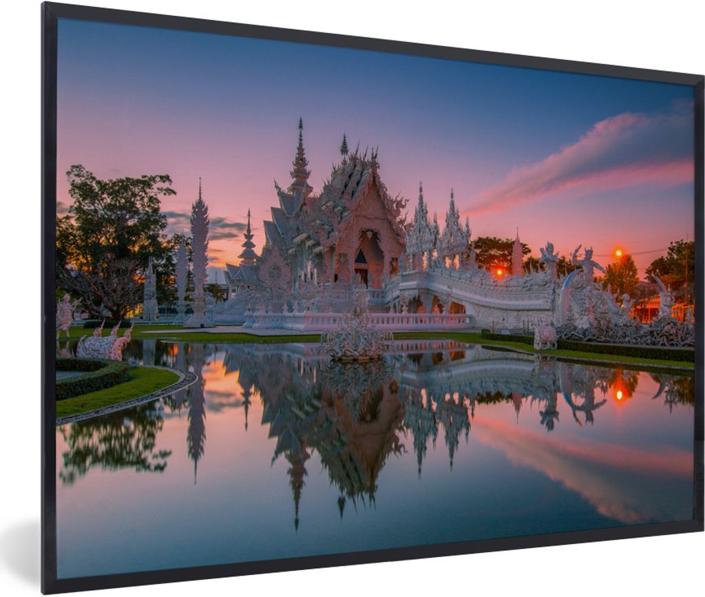 MuchoWow Gerahmtes Poster Thai-Tempel 60x40 cm - Poster mit Schwarzem Bilderrahmen Wandposter Rahmen Foto Bilder - Printing - Wanddeko Schlafzimmer