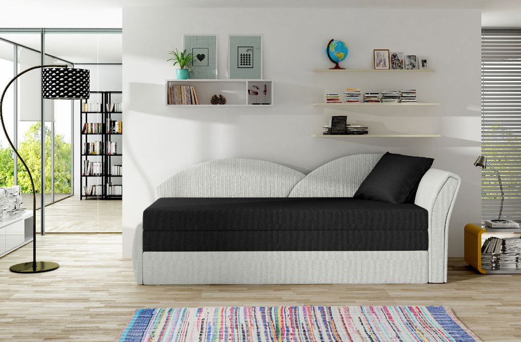 Aga Schlafsofa 218 x 77 cm Schwarz / Pink (Velour), Ausführung:Links